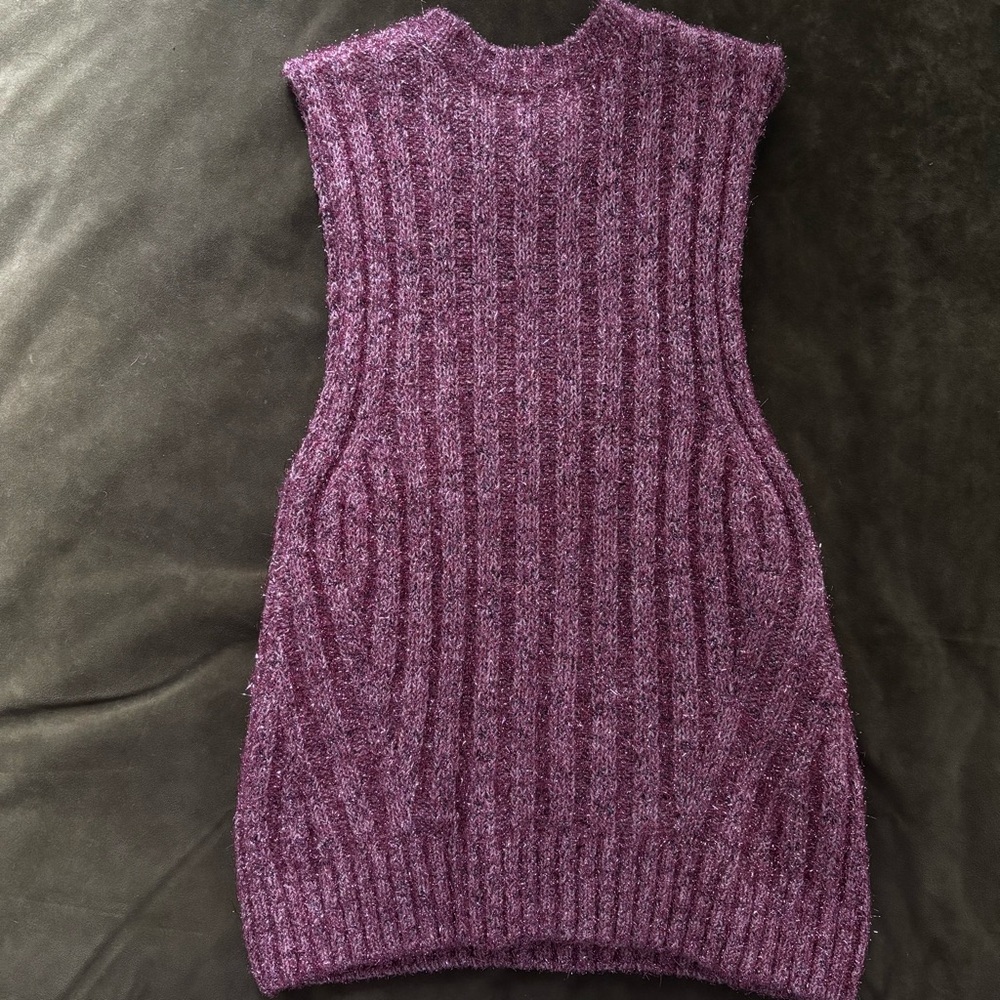 Ganni Metallic Ribbed Knit Vest Size L - Picture 2 of 7